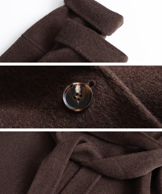 コントラスト刺繍ストールセットウールロングコート