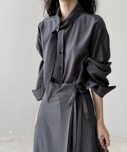 フレンチスカーフスリミングシャツ