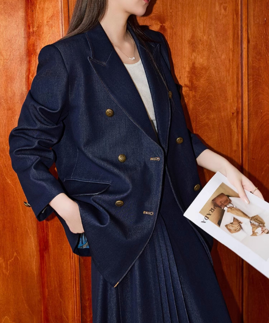 セットアップ対応ダブルツイストデニムジャケット