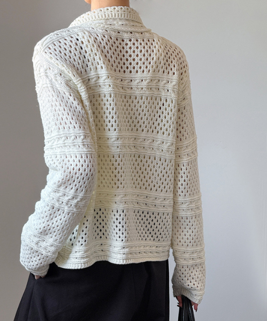 カギ編みニットルーズカーディガン