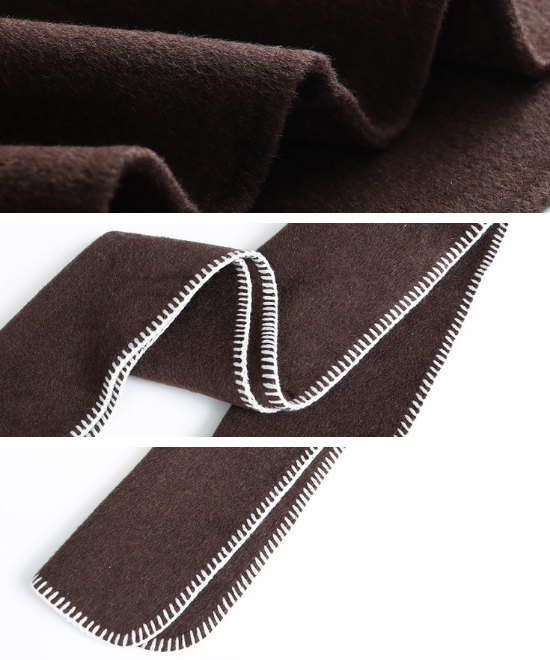 コントラスト刺繍ストールセットウールロングコート