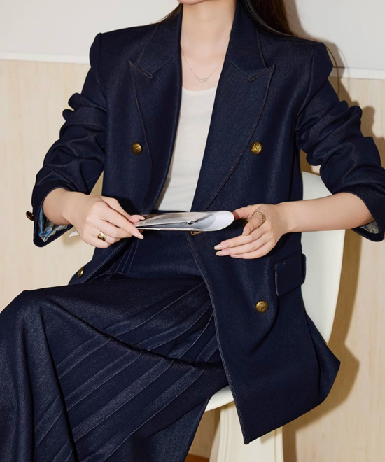 セットアップ対応ダブルツイストデニムジャケット