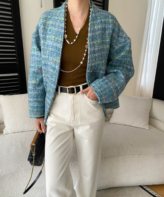 オーバーサイズウールツイードジャケット