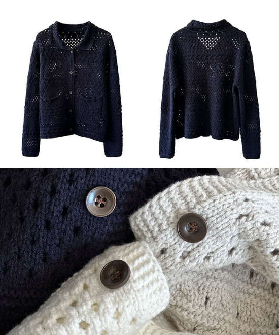 カギ編みニットルーズカーディガン