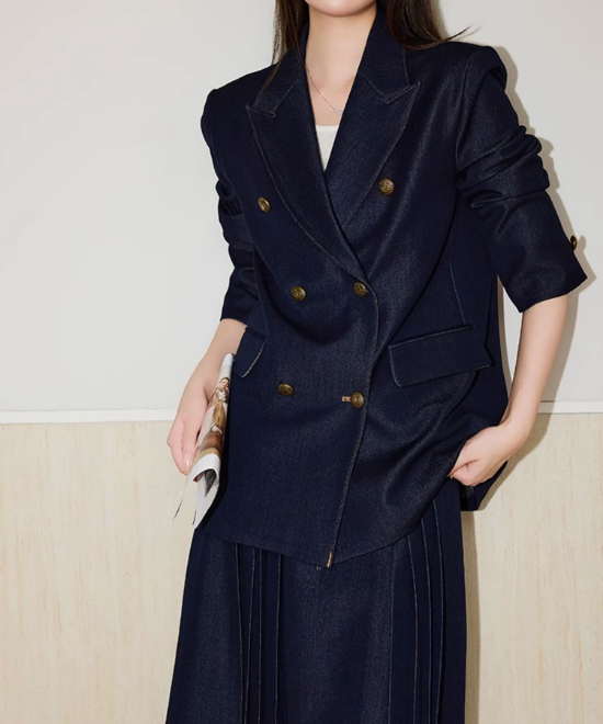 セットアップ対応ダブルツイストデニムジャケット