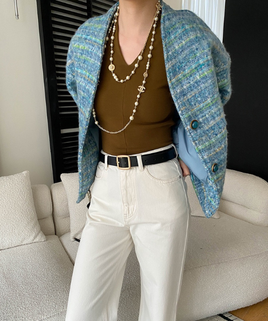 オーバーサイズウールツイードジャケット