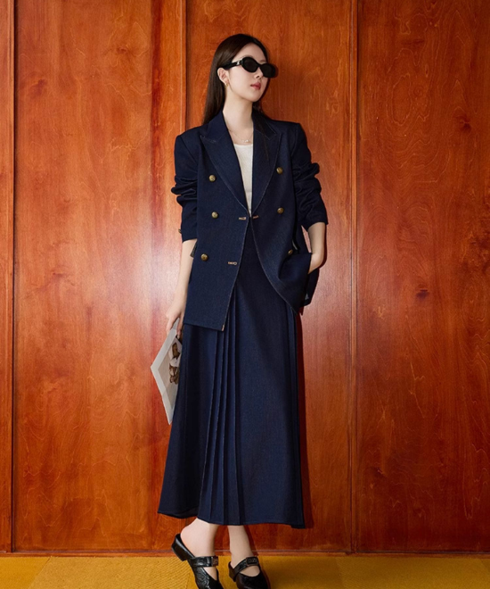 セットアップ対応ドレープデニムスカート