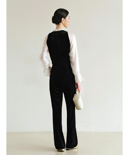 ベルベットフェイクツーピースジャンプスーツ