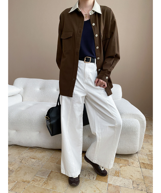 コントラストレザーカラーワークジャケット