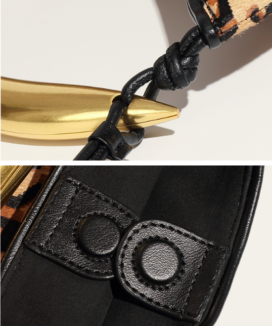 レザーホースへアハンドバッグ