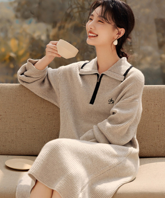 ジップアップセーターワンピース