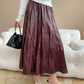 テクスチャープリーツレザーハイウエストスカート