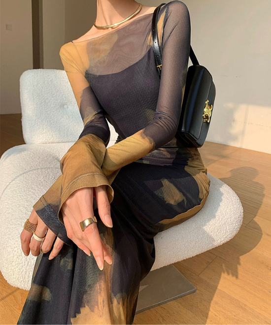 シアーキャミレイヤーワンピース