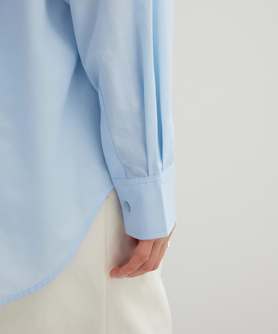 ドローストリングネックプリーツシャツ