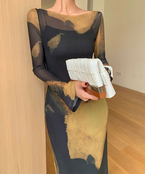 シアーキャミレイヤーワンピース