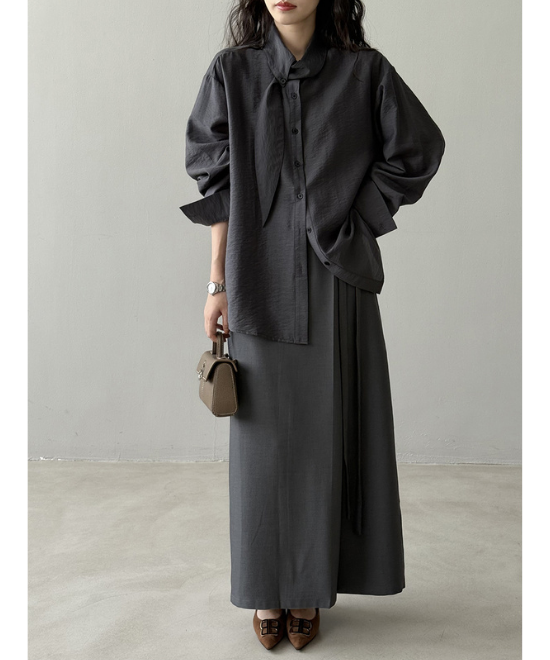 フレンチスカーフスリミングシャツ