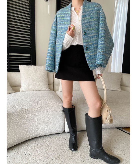 オーバーサイズウールツイードジャケット
