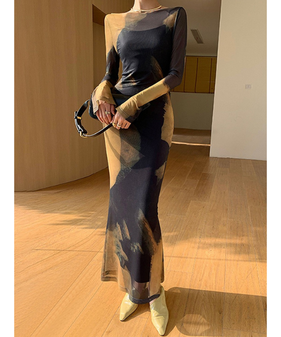 シアーキャミレイヤーワンピース