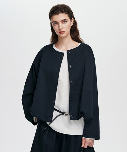 ドロップショルダークロップドジャケット