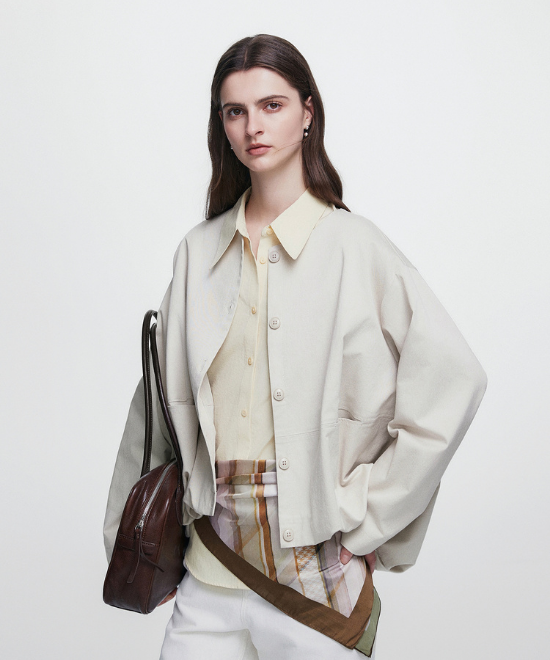 ドロップショルダークロップドジャケット