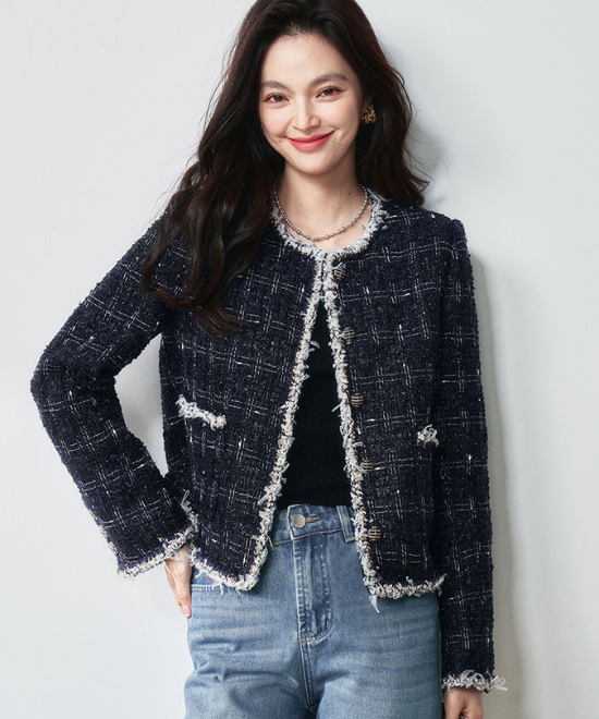 ハイエンドウールフリンジカラーツイードジャケット