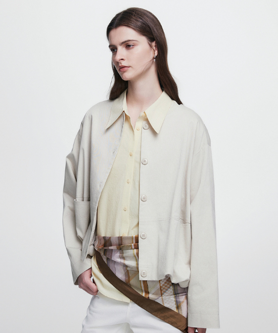 ドロップショルダークロップドジャケット