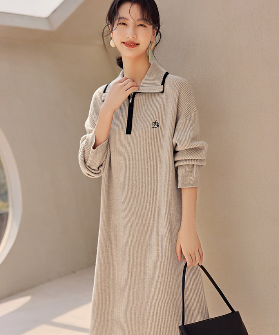 ジップアップセーターワンピース