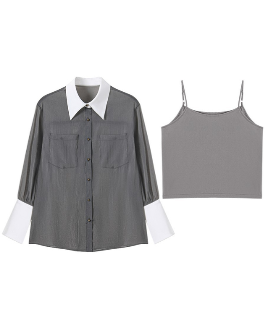 コントラストシアーブラウス