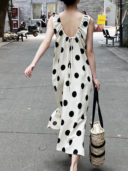 ノースリーブベスト水玉ワンピース