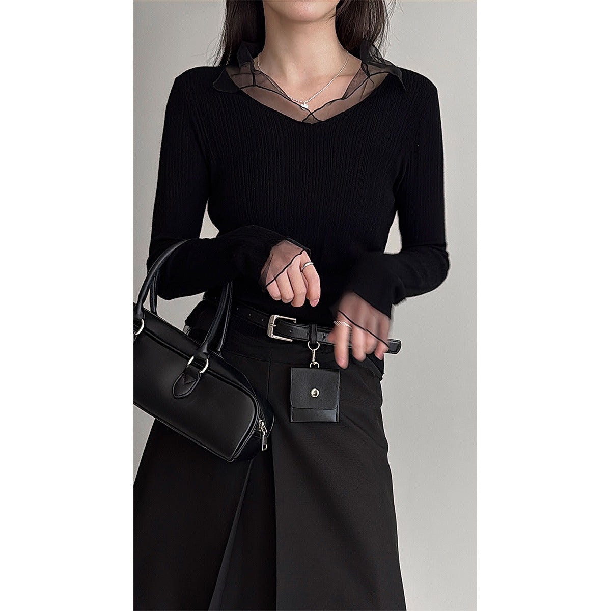 シアーレイヤードスリムトップス