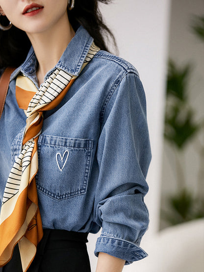 カジュアルデニムシャツトップス