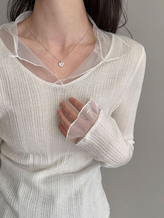 シアーレイヤードスリムトップス