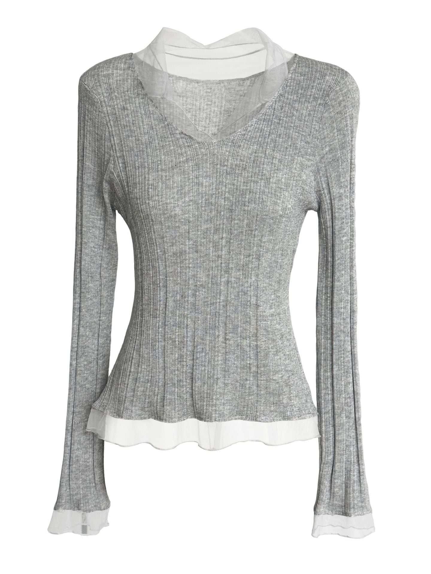 シアーレイヤードスリムトップス