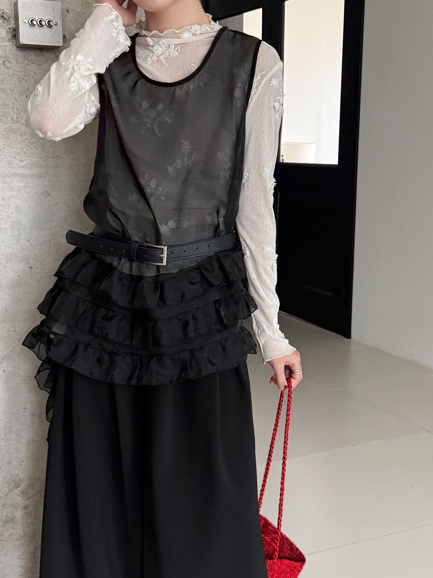 シアーフリルレイヤードワンピース