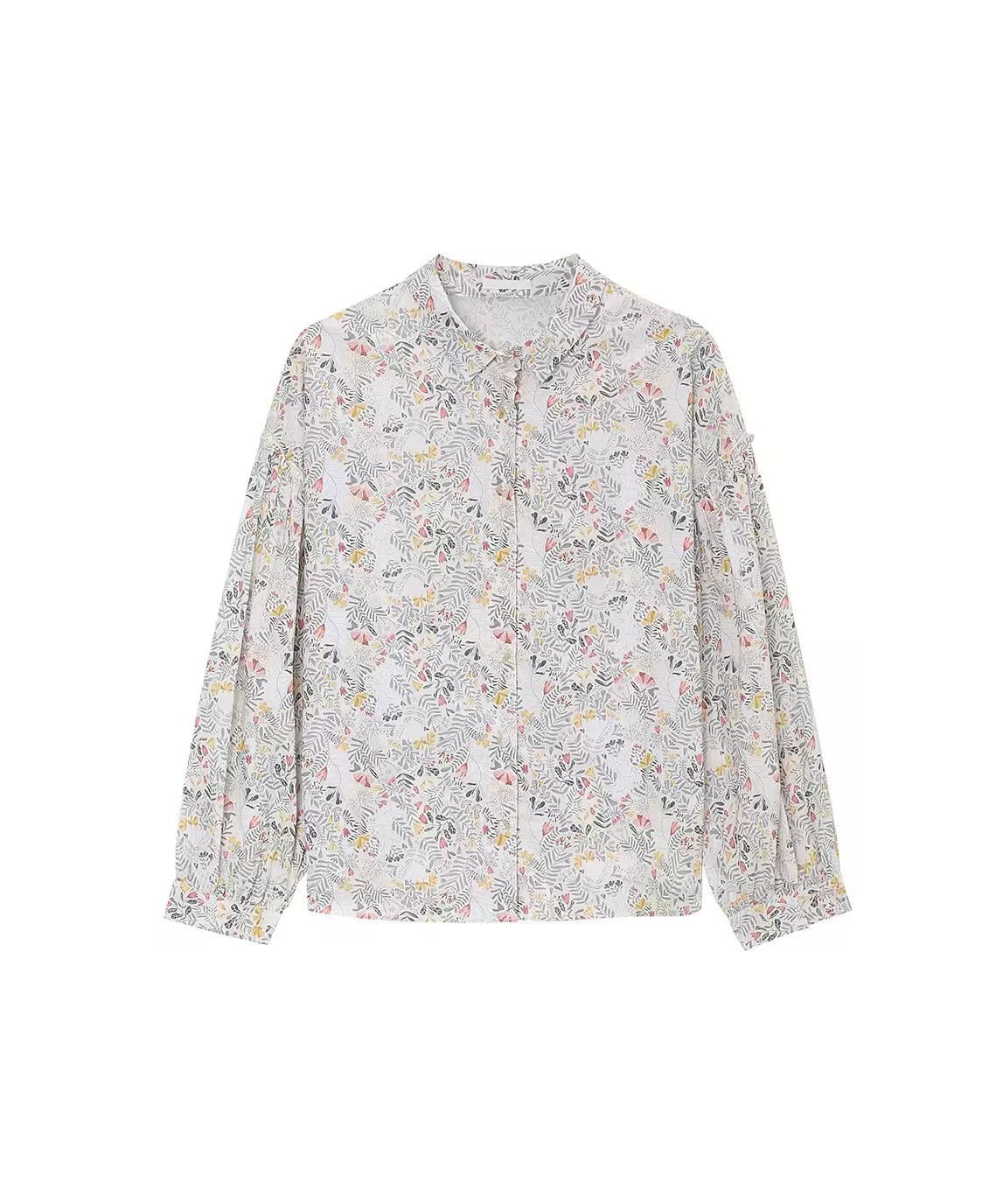 Floral pattern long -sleeved shirt