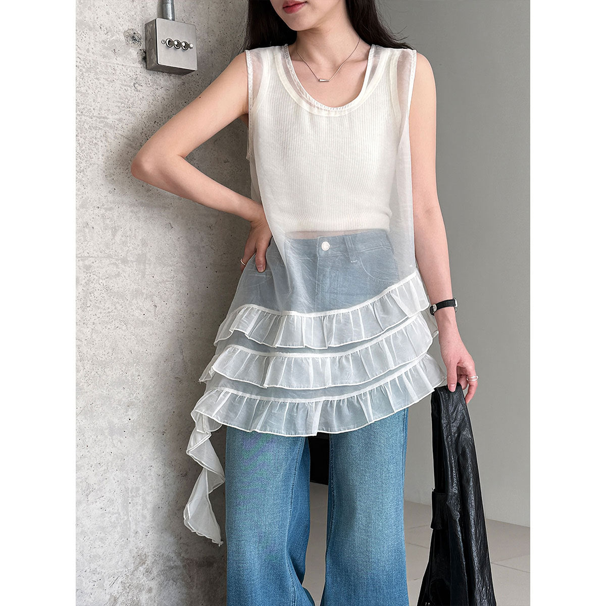 シアーフリルレイヤードワンピース