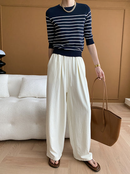 ボーダー七分袖サマーニット