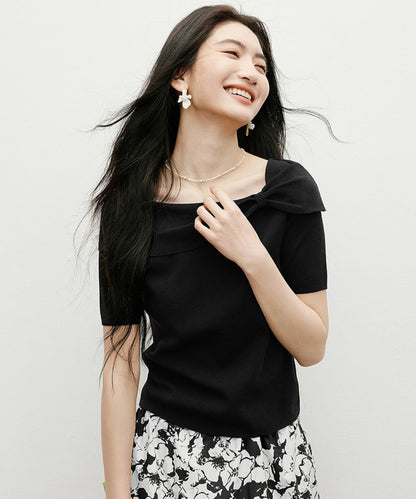 リボンワンショルダーデザイントップ