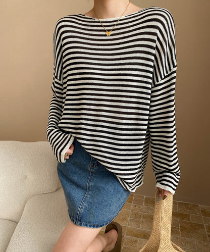 ルーズリネンニットプルオーバー