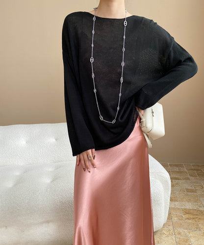 ルーズリネンニットプルオーバー