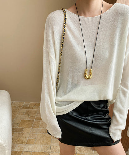 ルーズリネンニットプルオーバー