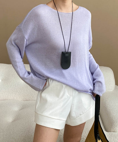 ルーズリネンニットプルオーバー