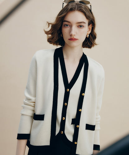 フレンチパイピングVネックカーディガン
