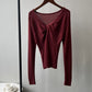 French knot V -neck pullover