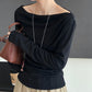 Off -shoulder drape knit