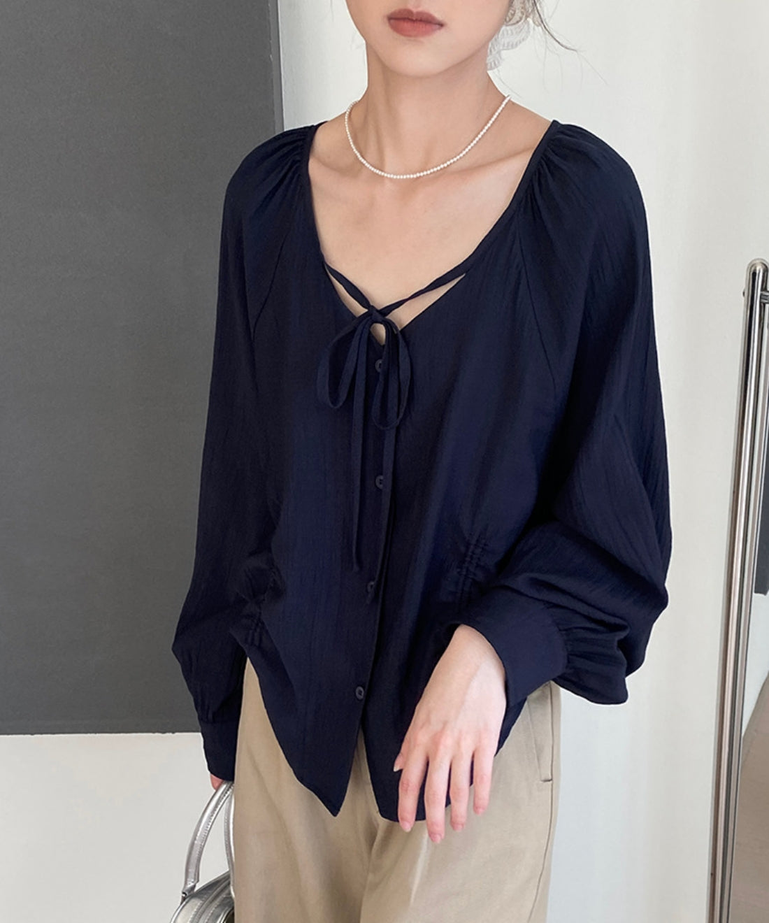 Sherling lagranc sleeve blouse