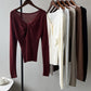 French knot V -neck pullover