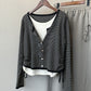 Side shirring two -piece cardigan