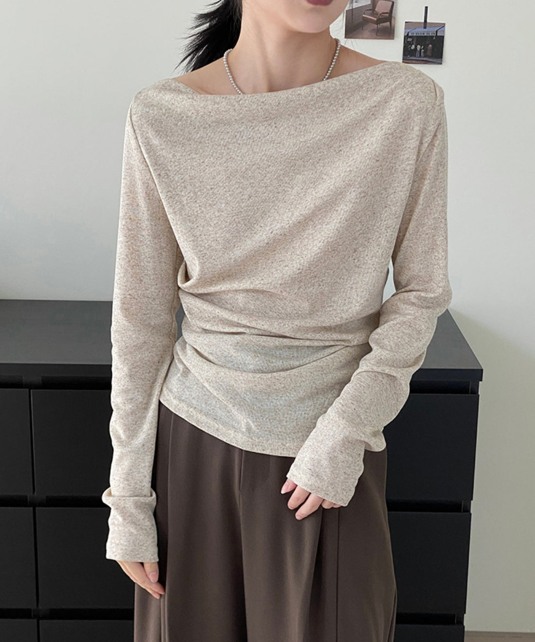 Off -shoulder drape knit