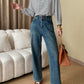 High waist straight denim pants